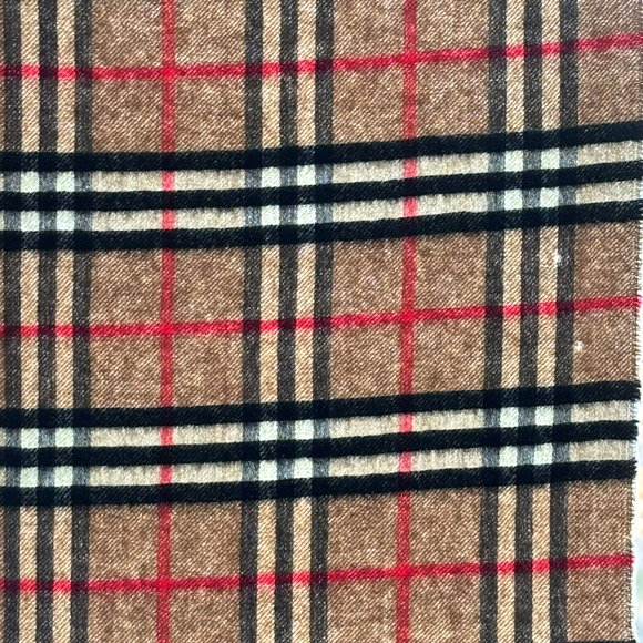 Vintage Burberrys Cashmere Blend Nova Check Scarf 52"x12" Beige Luxury Classic - Picture 5 of 9